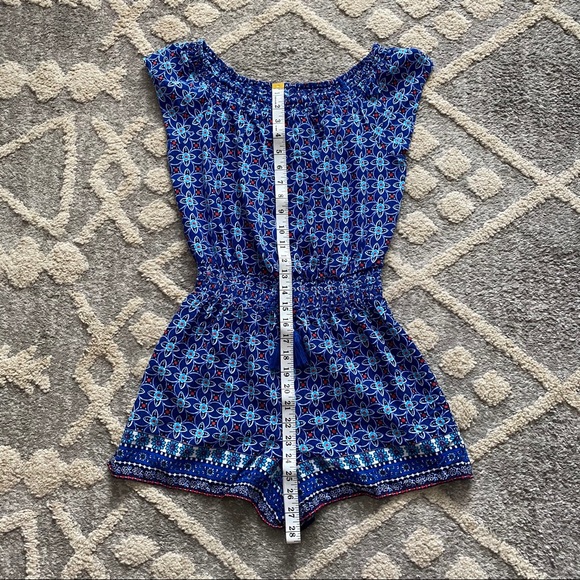 Justice Blue Geometric Print Short Sleeve Romper - Picture 7 of 8